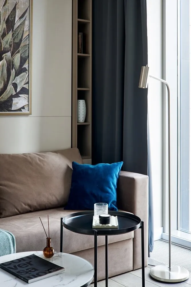 Foto: Sala de estar en estilo Moderno, Apartamento pequeño, Apartamento, Estudio, Minimalismo, Proyecto de la semana, Moscú, Menos de 40 metros, Bellardo, Anna Sakharova – foto en nuestro sitio web