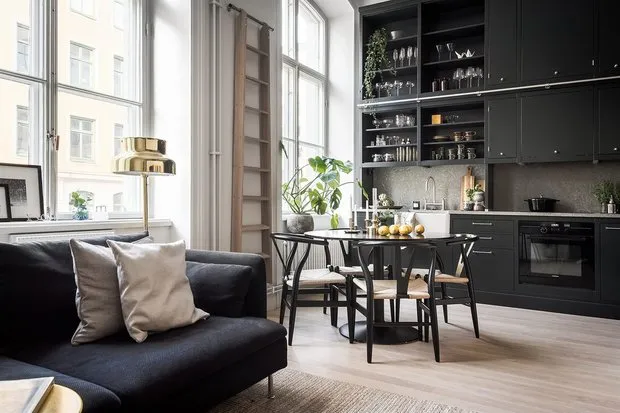 照片：斯堪的纳维亚风格、阁楼、室内装饰、公寓、工作室、斯德哥尔摩，40-60平方米 – 我们网站上的照片