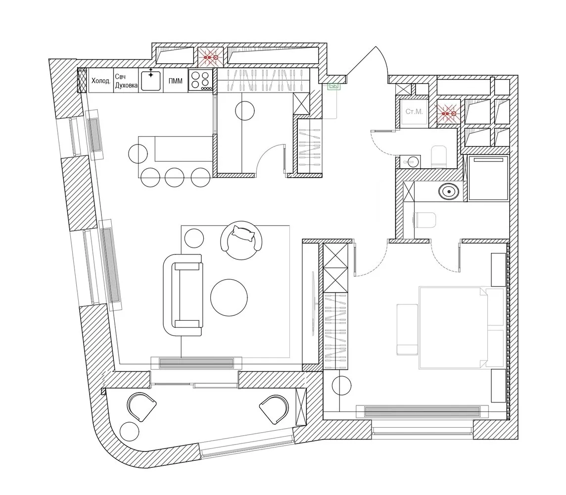 Foto: estilo moderno, Apartamento, Minimalismo, Proyecto de la semana, Moscú, 2 habitaciones, 60-90 m², Ekateryna Zagorodnaya – foto en nuestro sitio web