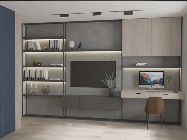 照片:极简风格书房,当代设计,室内装饰,公寓,技巧,莫斯科,3室,超过90平方米,DSGN HUB,Nina Voynova – 网站上的照片