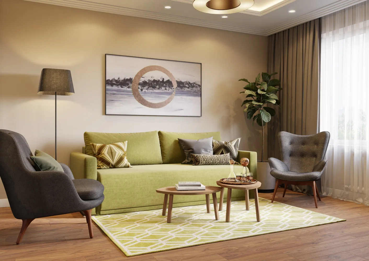 照片：现代风格客厅，技巧 – 我们网站上的照片