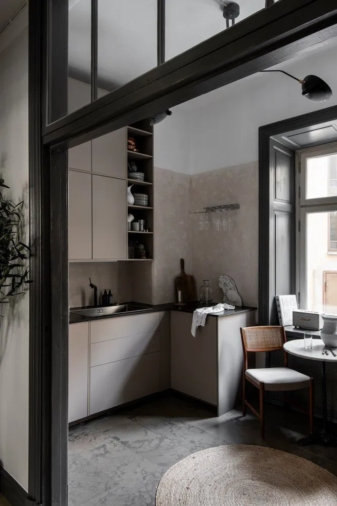 照片:斯堪的纳维亚风格厨房和餐厅,室内装饰,极简主义,2室,40-60平方米 – 网站上的照片