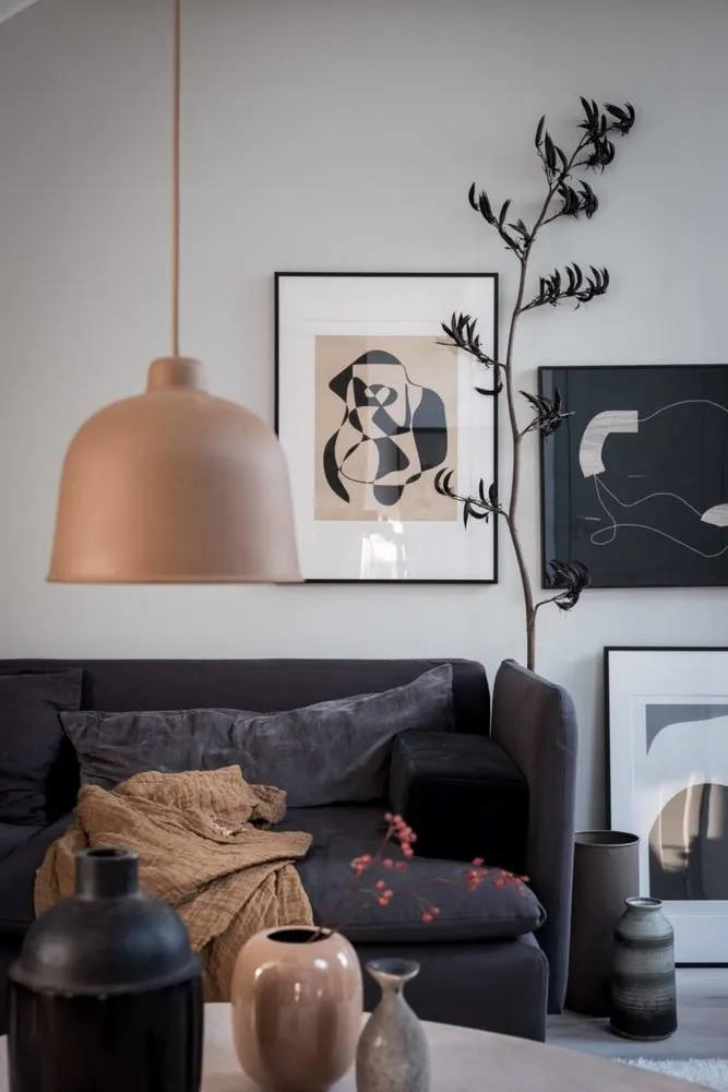 照片:现代、斯堪的纳维亚风格客厅,室内装饰,公寓,工作室,白色,米色,灰色,loft风格室内设计,面积小于40平方米,艾玛·菲舍尔——我们网站上的照片