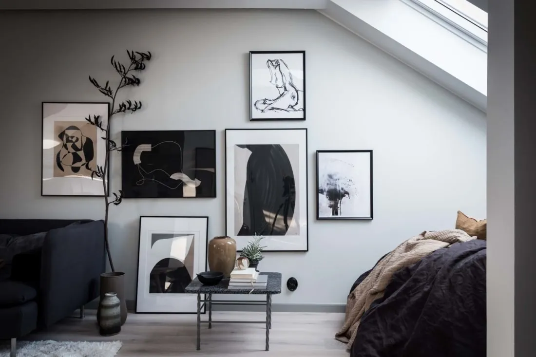 照片:现代、斯堪的纳维亚风格卧室,室内装饰,公寓,工作室,白色,米色,灰色,loft风格室内设计,面积小于40平方米,艾玛·菲舍尔——我们网站上的照片