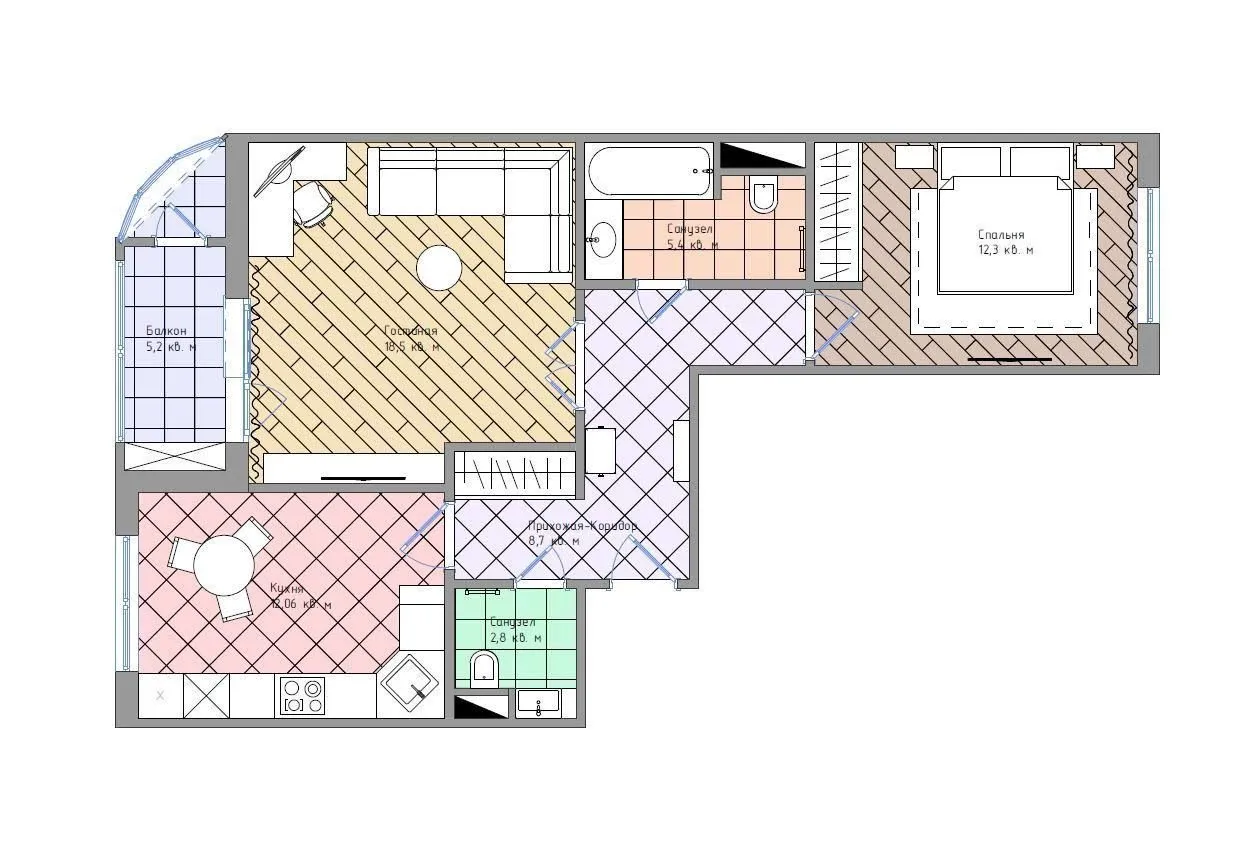 照片:风格布局、重新设计、娜塔莉亚·普雷奥布拉任斯卡娅、阿纳斯塔西娅·基谢廖娃、马克西姆·朱拉耶夫、室内设计工作室'温馨公寓'、P-111M、两居室、40-60平方米、重新设计百科全书 – 我们网站上的照片