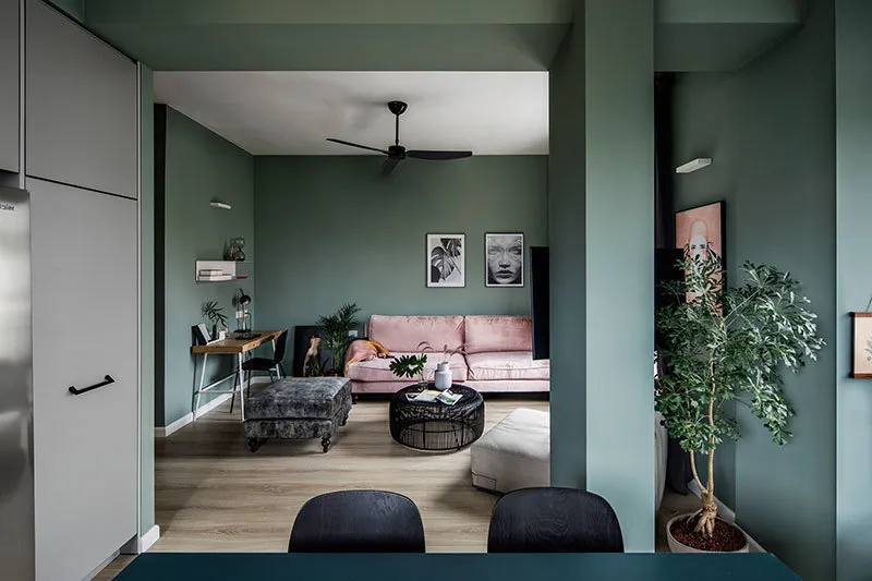 图片:北欧客厅,室内装饰,公寓,绿色,粉色,3室,60-90平方米 – 我们网站上的照片