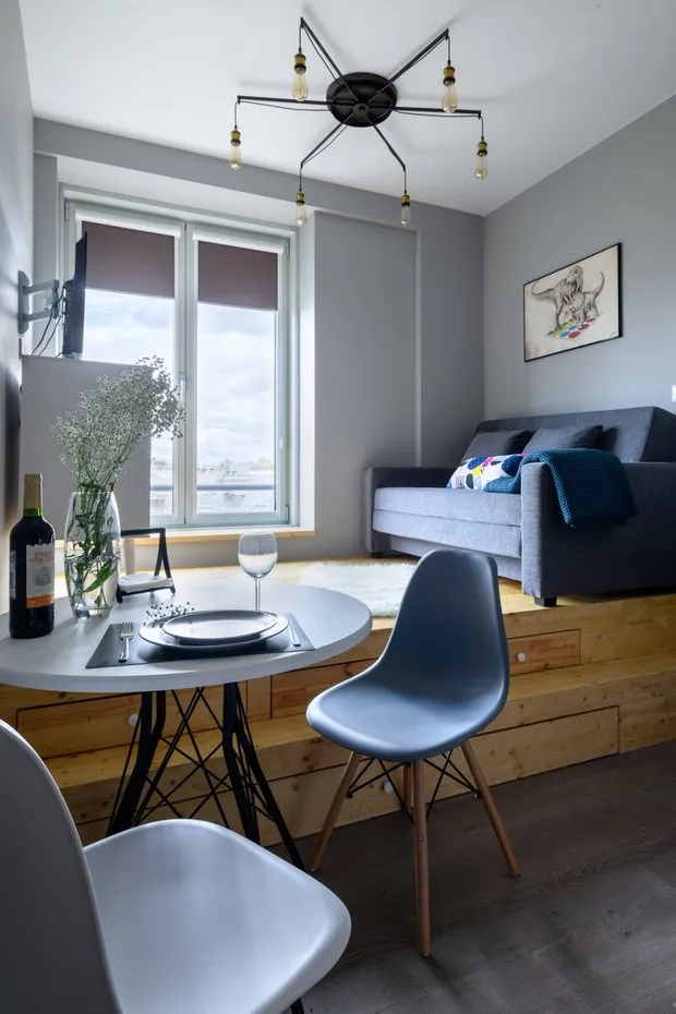 Foto: Cocina y comedor en estilo Moderno, Apartamento de pequeño tamaño – foto en nuestro sitio web