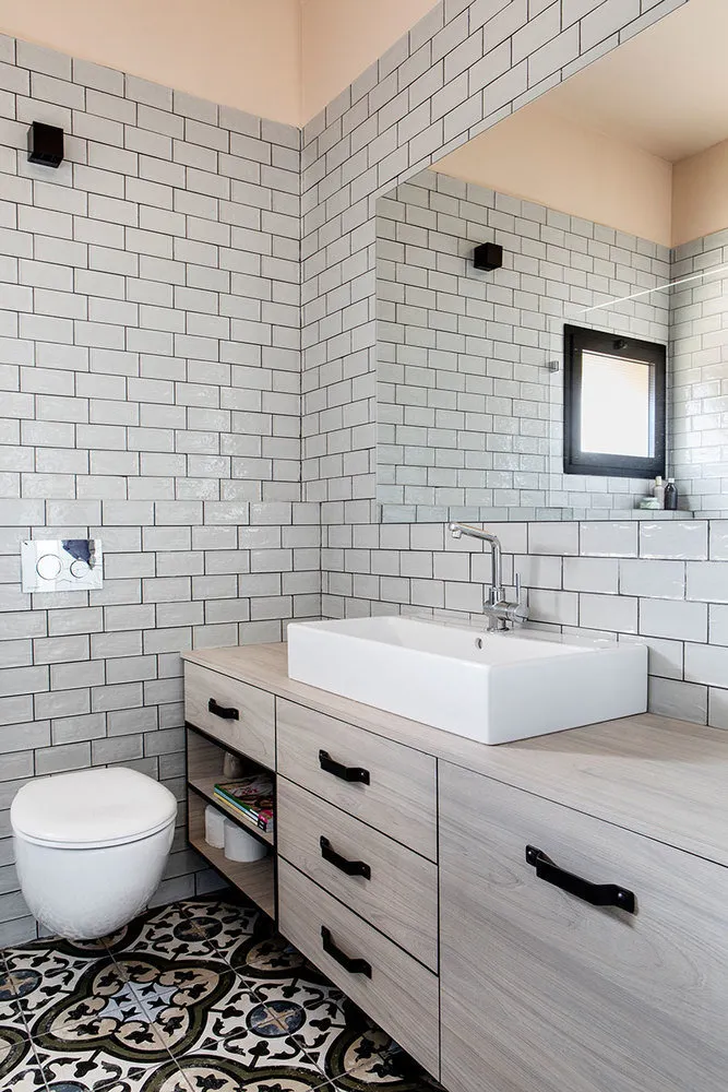 图片:北欧浴室,室内装饰,公寓,绿色,粉色,3室,60-90平方米 – 我们网站上的照片