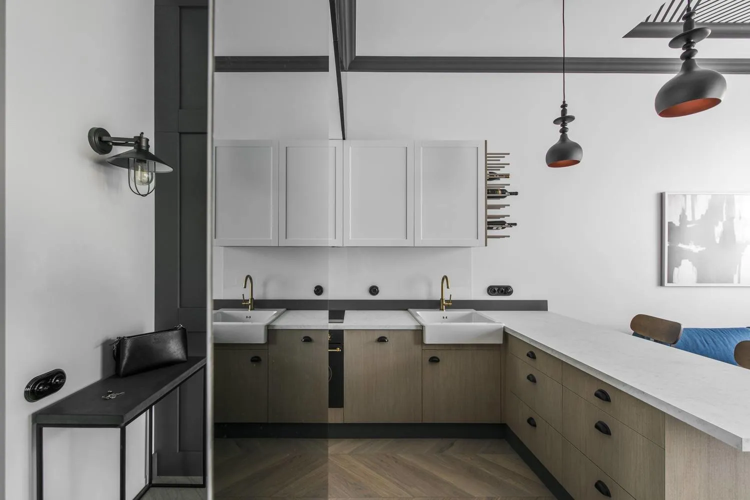 Foto: Küche und Essbereich im Modern-Stil, Wohnzimmer, Garderobe, Dekor und DIY, Kleine Wohnung, Vilnius – Foto auf unserer Website