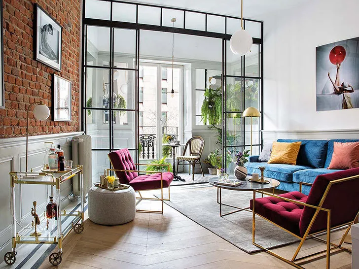 Foto: Wohnzimmer im Eklektik-Stil, Küche und Essbereich, Tipps, wie man ein Interieur im Loft-Stil gestaltet, wie man eine Wohnung im Loft-Stil einrichtet, Leroy Merlin, IN MY BOX, Anna Poshchanjeva – Foto auf unserer Website