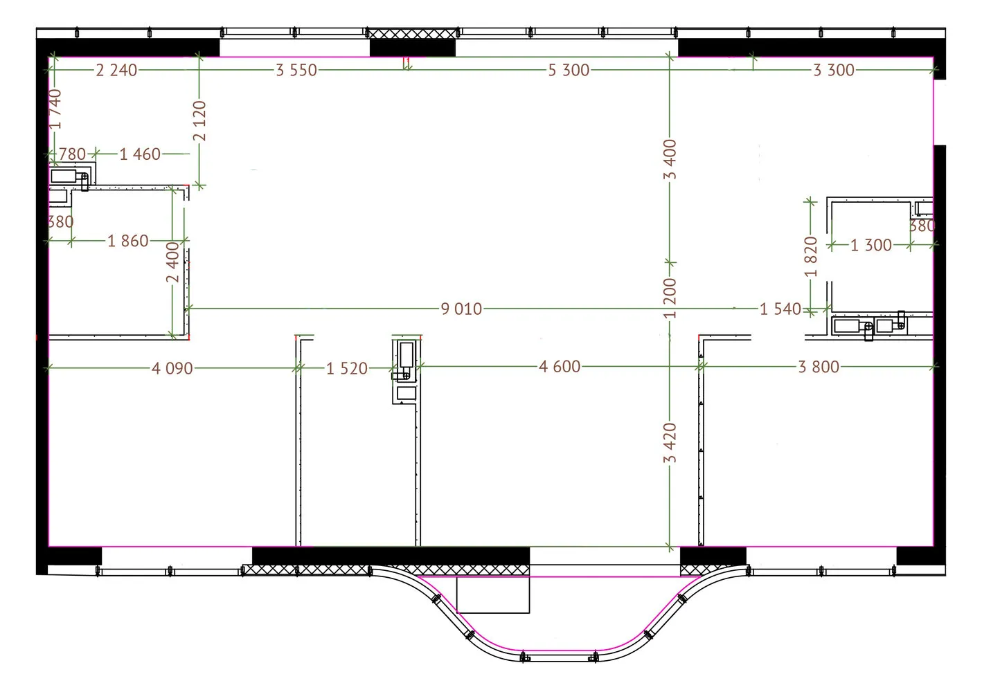 测量平面图,‘象征’住宅区四居室公寓,116平方米