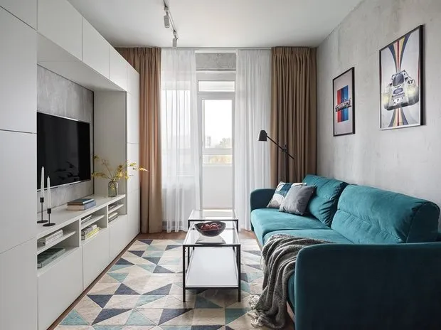 Foto: Wohnzimmer im modernen Stil, Wohnung, Projekt der Woche, Sankt Petersburg, 2 Zimmer, 40-60 m², Anastasia Zarqua – Foto auf unserer Website