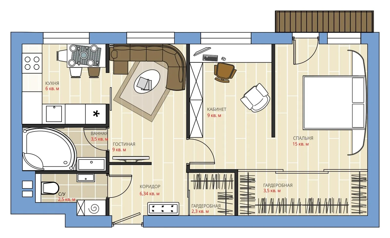 Foto: Raumaufteilungen im Stil , Umplanung, Anastasia Kisilewa, Maxim Dzuraew, Panelhaus, 3 Zimmer, 40-60 qm, 1-515/9m – Fotos auf unserer Website