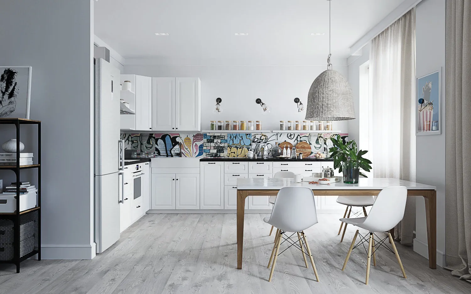 照片：斯堪的纳维亚风格厨房和餐厅，Gid，宜家，Geometrium，伊琳娜·拉夫伦季耶娃，安娜·克拉克，尤莉亚·切尔诺娃，奥克萨娜·潘特列耶娃，奥尔加·卡亚尼，叶卡捷琳娜·贝利亚科娃，尤莉亚·韦谢洛娃，尤莉亚·卡莱米，奥尔加·瓦西列娃，安娜·苏哈亚，伊琳娜·彼得罗娃，TaupeHome，尤莉亚·沙德里娜 – 我们的网站上的照片