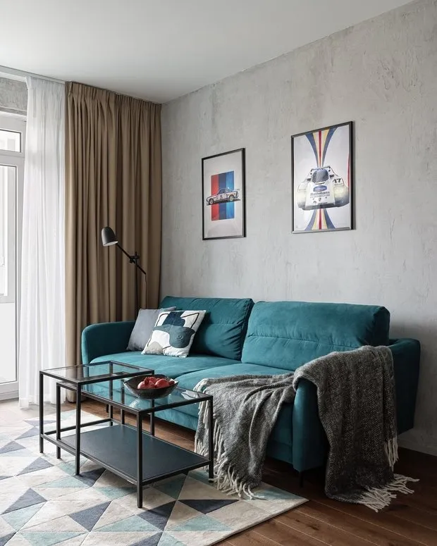 Foto: Wohnzimmer im modernen Stil, Wohnung, Projekt der Woche, Sankt Petersburg, 2 Zimmer, 40-60 m², Anastasia Zarqua – Foto auf unserer Website