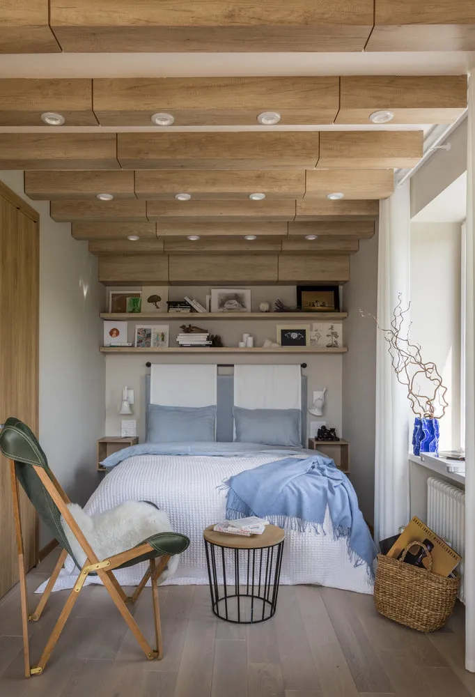 照片：北欧风格卧室，生态，室内装饰，室内生态风格，Daria El'nikova，PARA Studio，Anastasia Rykova – 我们网站上的照片