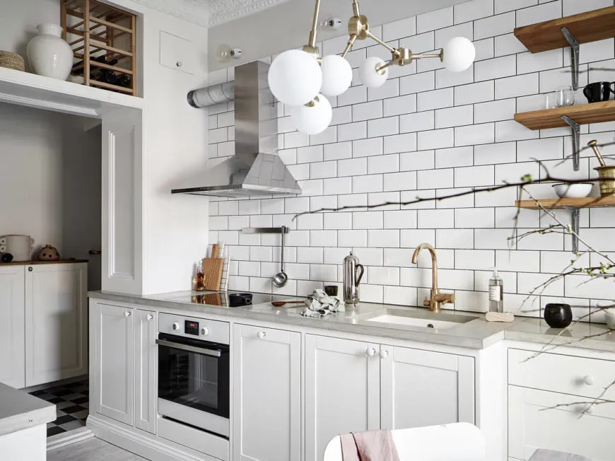 照片：厨房和餐厅，北欧、阁楼、现代、混合装饰、公寓，瑞典，装饰、家具和灯光、白色、极简主义、哥德堡、1室、最多40平方米，艾玛·菲舍尔 – 我们网站上的照片