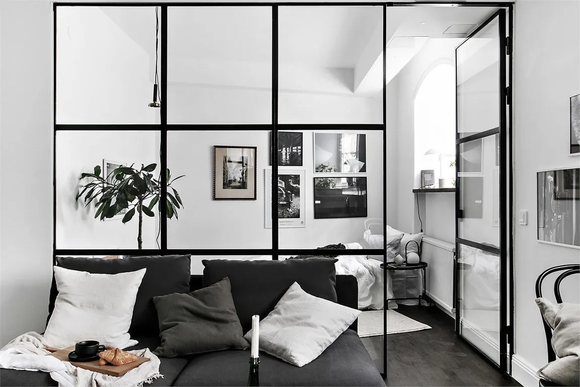 照片：北欧风格客厅，小公寓，公寓，瑞典，技巧，斯德哥尔摩，1室，不超过40平方米 – 我们网站上的照片