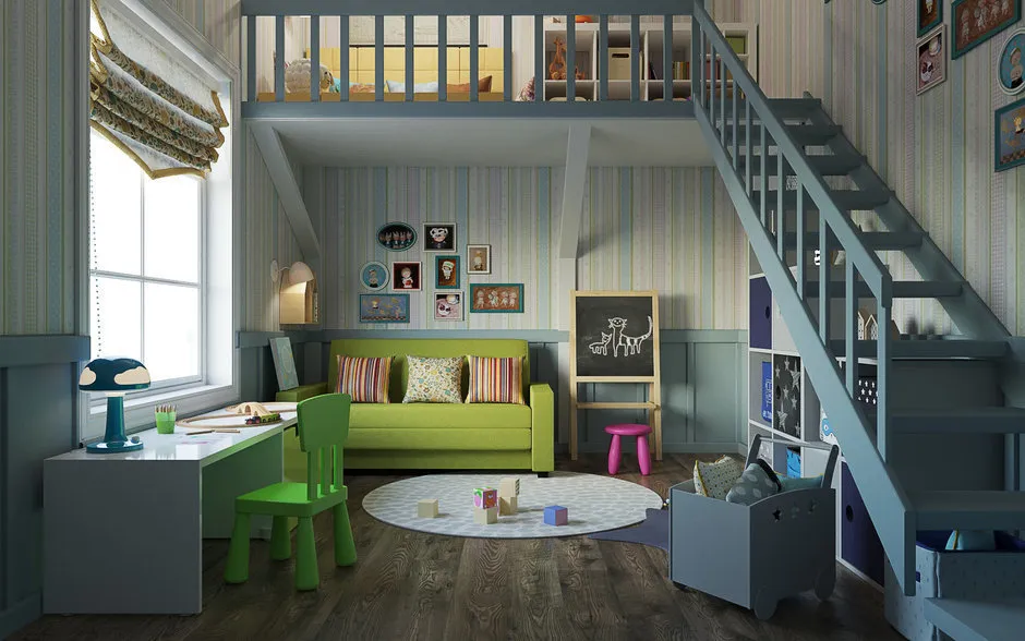 照片：普罗旺斯与乡村风格儿童房，斯堪的纳维亚，现代，室内装饰，房屋，装饰，家具和灯光，技巧，小屋，庄园，小木屋，生态，住宅和小屋，室内百科全书 – 网站上的照片