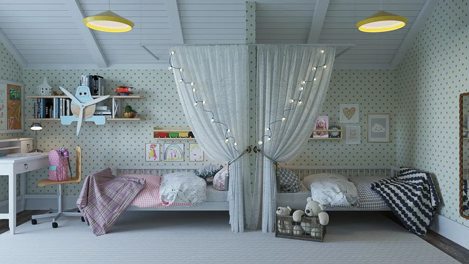 照片:普罗旺斯与乡村风格儿童房,斯堪的纳维亚,现代,室内装饰,房屋,装饰,家具和灯光,技巧,小屋,庄园,小木屋,生态,住宅和小屋,室内百科全书 – 网站上的照片