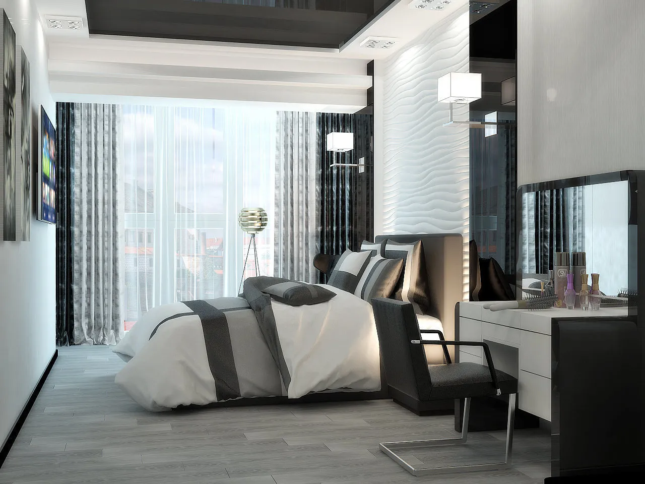 照片：现代风格卧室，技巧 – 我们网站上的照片