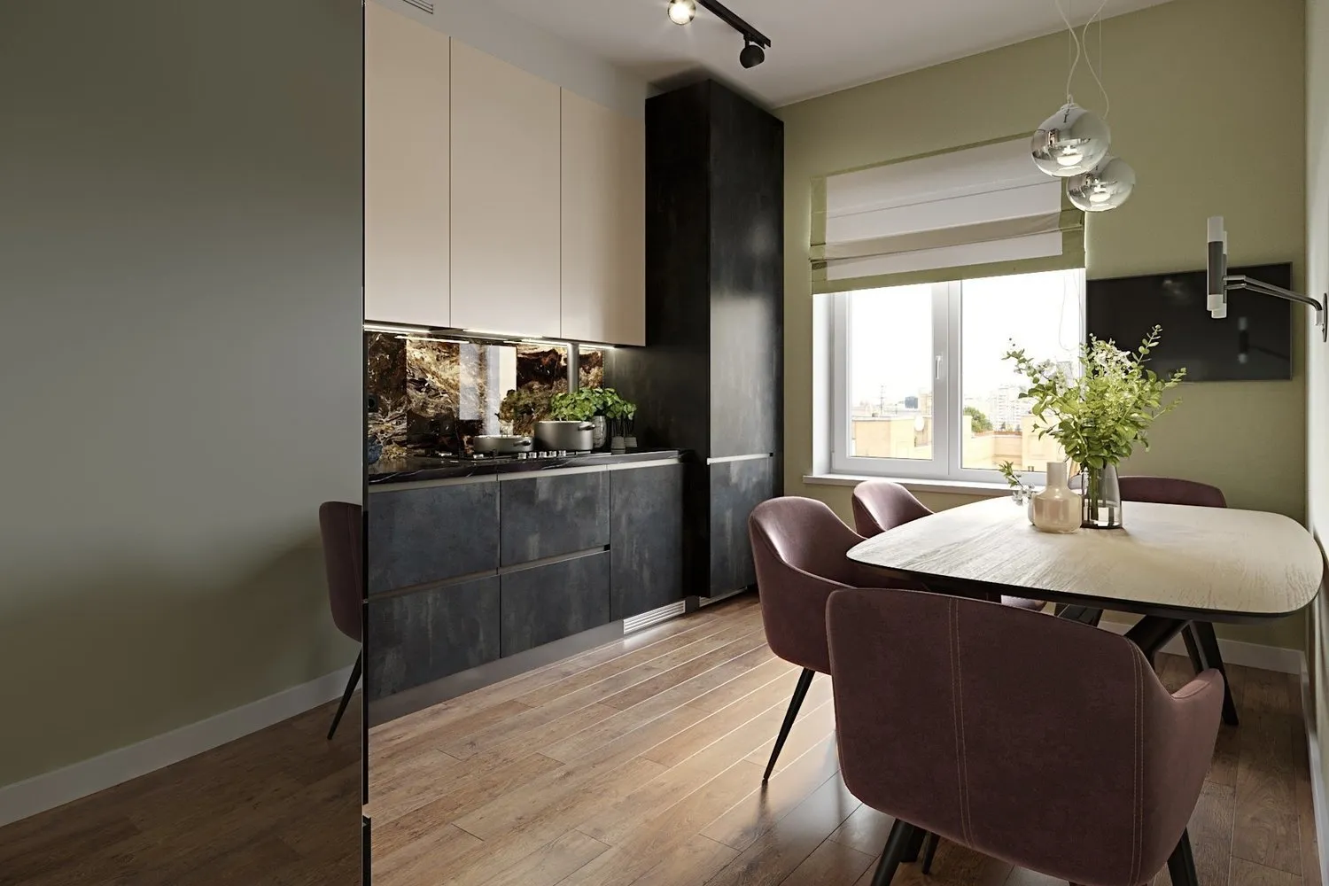 Photo: Kitchen and dining area in Modern style, Gid, Elena Zufarova, Stalin apartment, Natalia Solo, Alena Chmeleva, Natalia Merdina, SODA – photo on our website