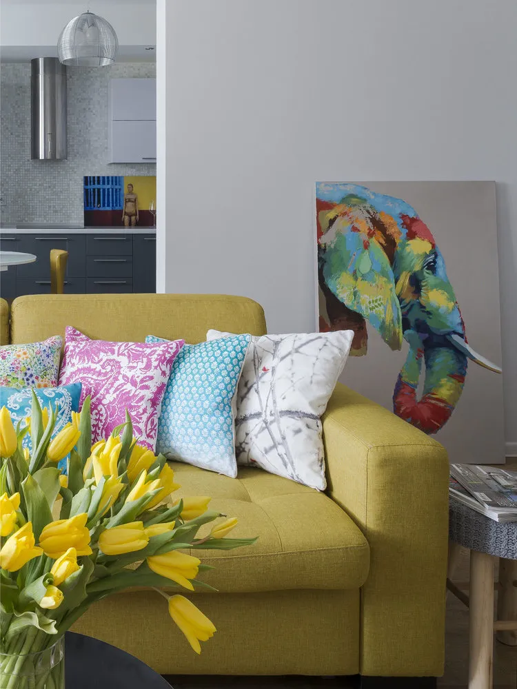 照片：装饰风格客厅，北欧风格，技巧，奥尔加·卡拉亚尼，叶卡捷琳娜·贝利亚科娃，最爱技巧 – 网站上的照片