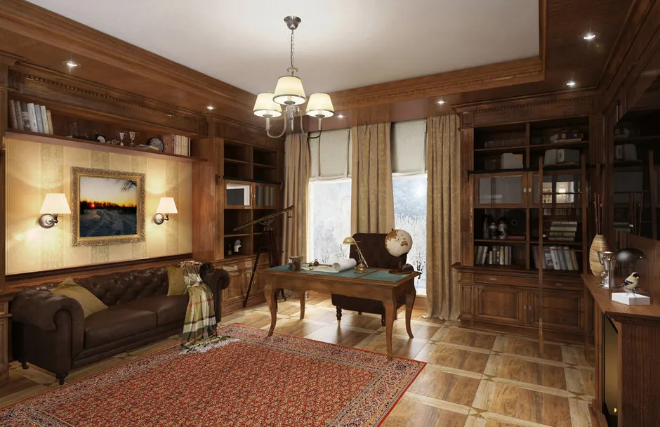 照片：生态风格办公室，斯堪的纳维亚，现代，室内装饰，房屋，装饰，家具和灯光，技巧，小屋，庄园，小木屋，住宅和小屋，室内百科全书 – 网站上的照片