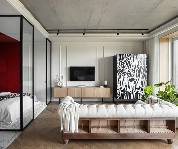 Foto: Sala de estar en estilo Ecléctico, Apartamento pequeño – foto en nuestro sitio web