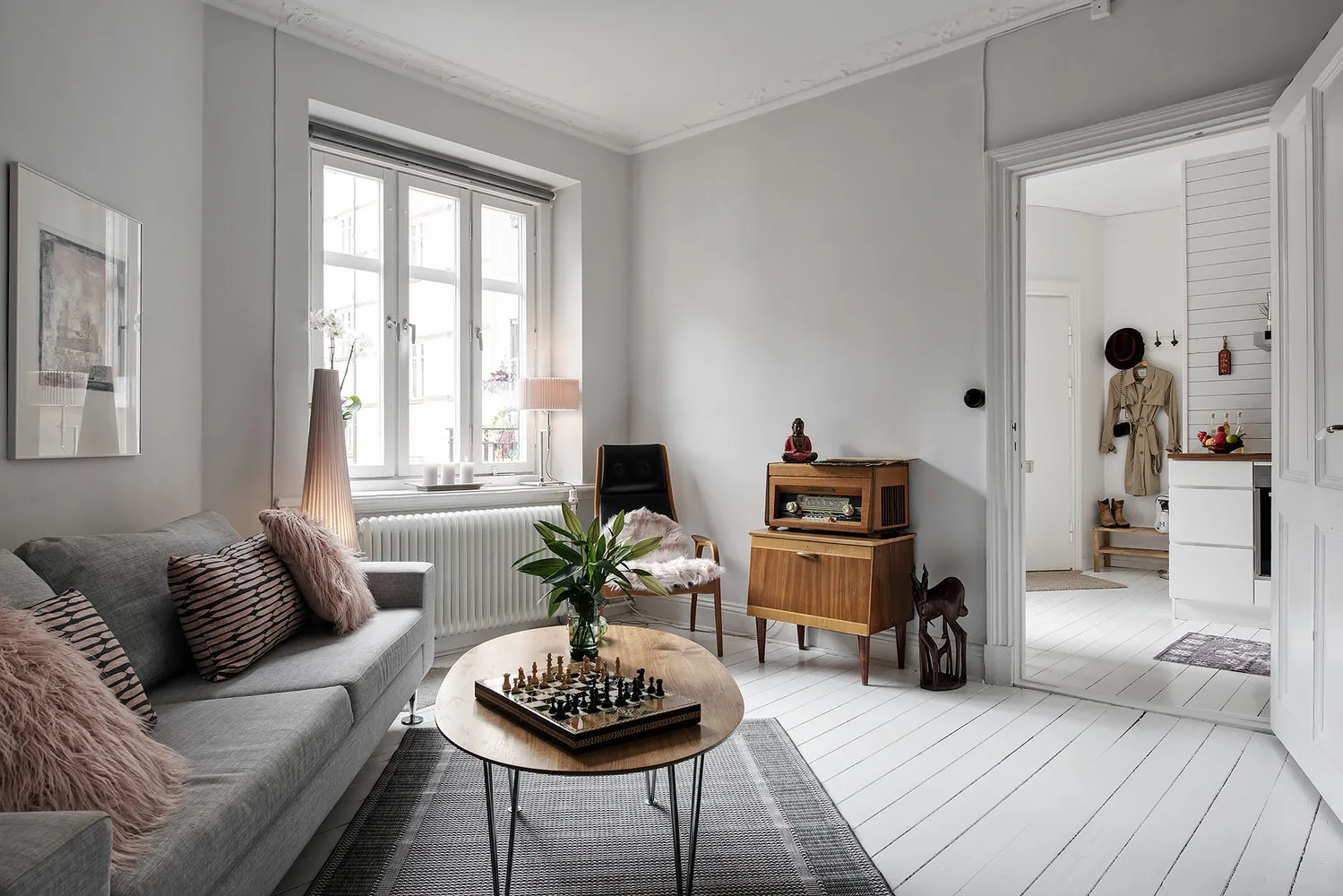 照片：北欧风格客厅，室内装饰，公寓，瑞典，1室，不超过40平方米 – 我们网站上的照片