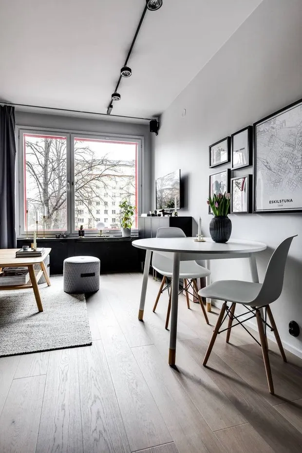 照片:北欧风格厨房和用餐区,室内装饰,紧凑型公寓,公寓,瑞典,灰色,小公寓的灵感,如何装饰小公寓,小公寓设计,1间房,不超过40平方米,室内百科全书 – 我们网站上的照片