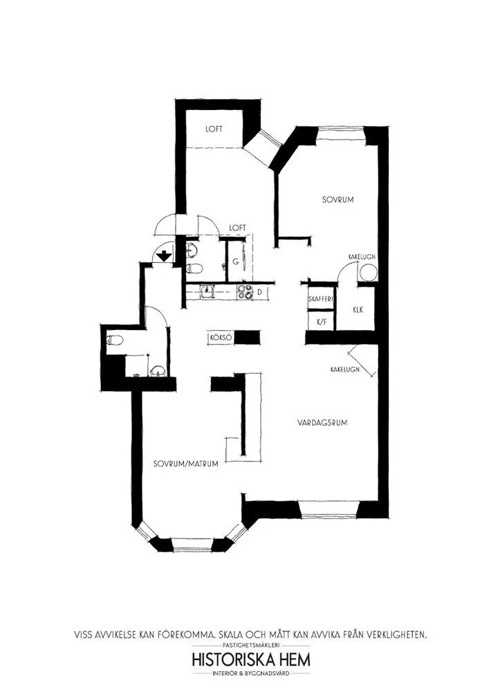 照片：平面图风格，北欧，现代，室内装饰，公寓，瑞典，绿色，米色，棕色，4间或以上，面积90平方米以上 – 网站上的照片