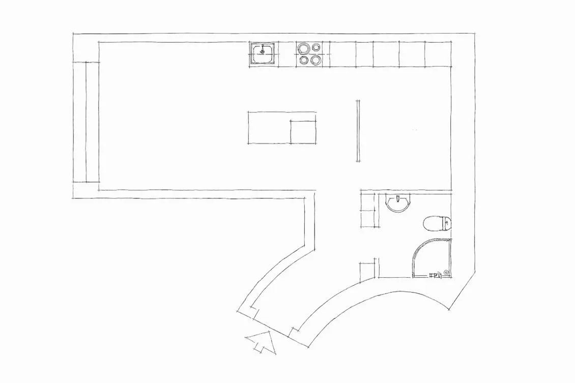 照片：现代、斯堪的纳维亚风格平面图，室内装饰，公寓，瑞典，极简主义，米色，灰色，哥德堡，室内几何设计，斯堪的纳维亚极简主义，2室，40-60平方米 – 网站上的照片