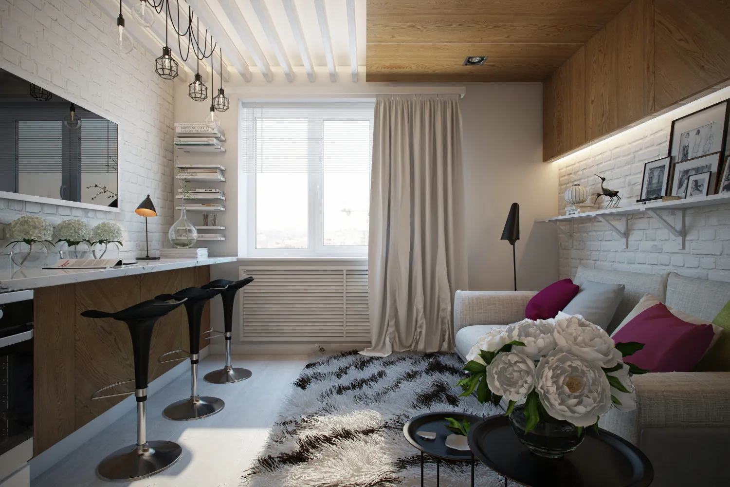 照片：混合风格客厅，技巧 – 我们网站上的照片