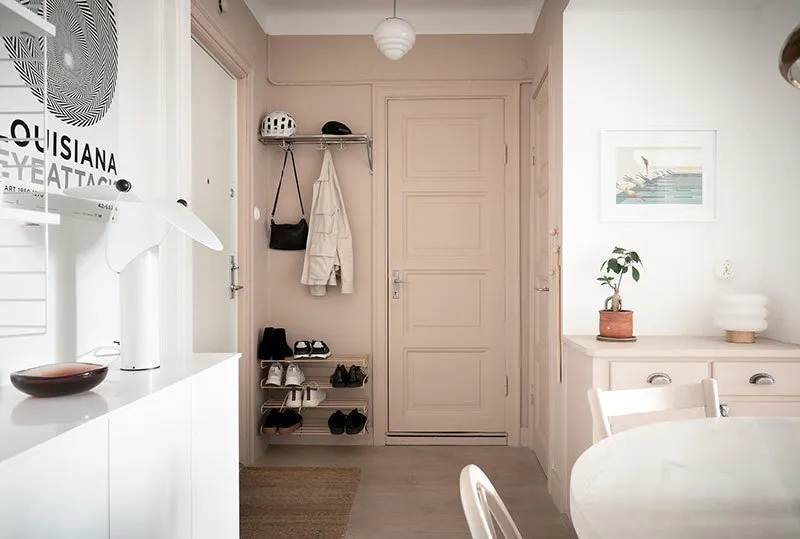 照片：北欧现代风格入口大厅，室内装饰，公寓，白色，粉色，40-60平方米 – 网站上的照片