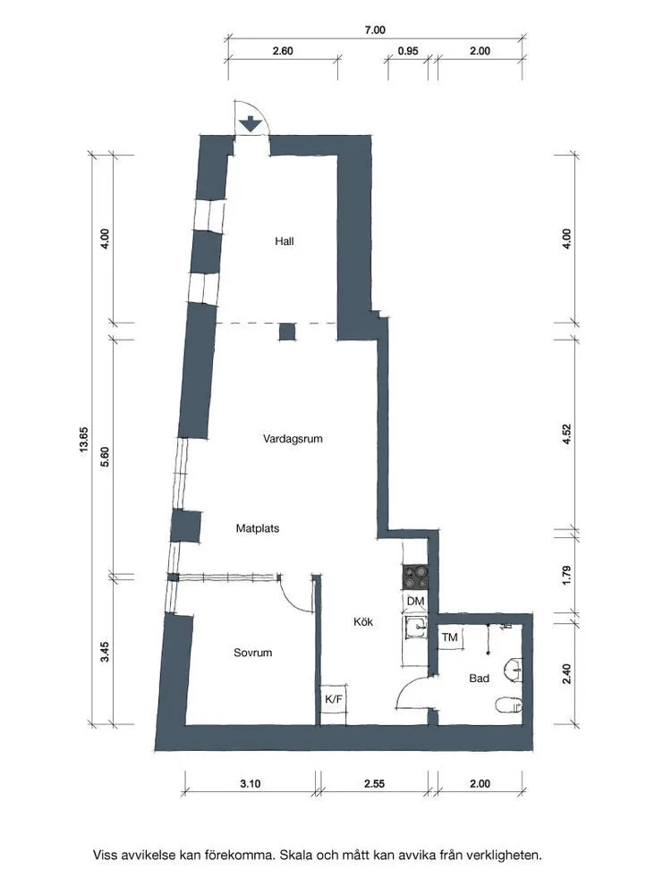 照片：阁楼平面图，室内装饰，瑞典，白色，黑色，斯德哥尔摩，2室，40-60平方米 – 我们网站上的照片