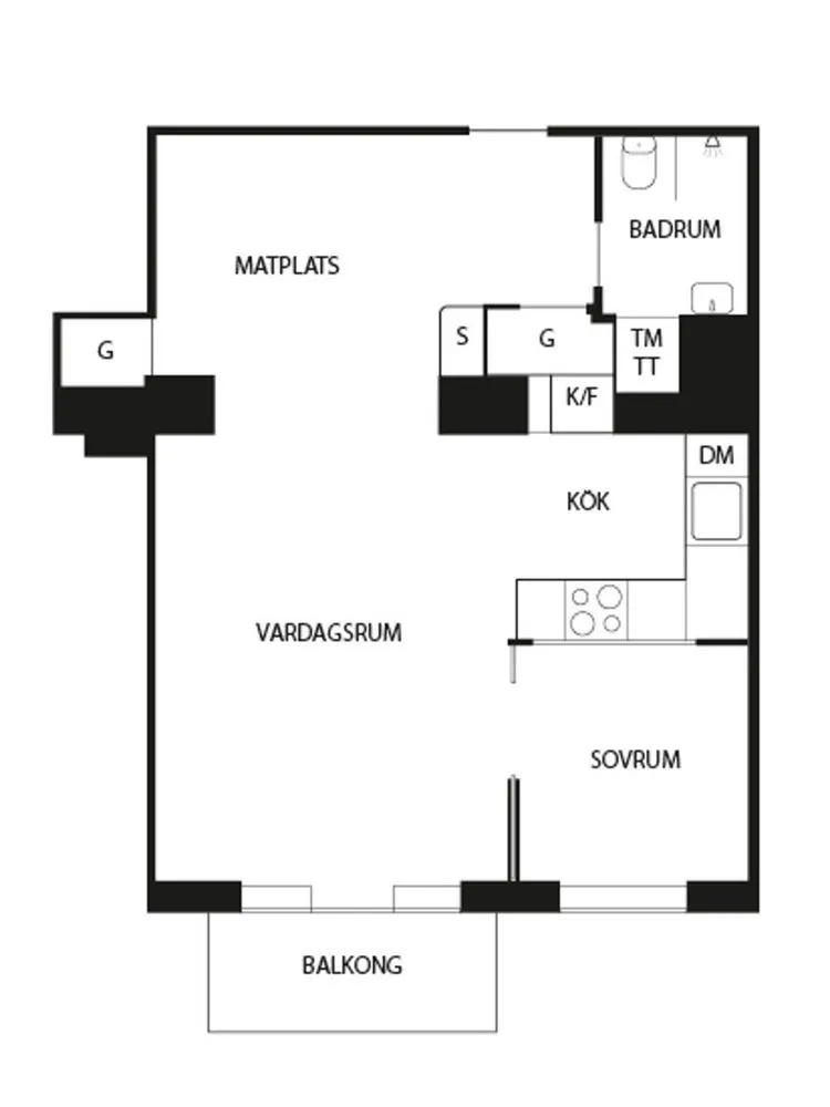 照片：平面图，风格，北欧现代，室内装饰，公寓，白色，粉色，40-60平方米 – 网站上的照片