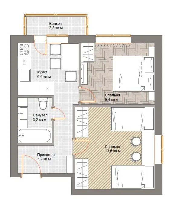 照片:风格布局,公寓,改造,‘温馨公寓’,娜塔莉亚·普雷奥布拉任斯卡娅,板楼,2室,小于40平方米——我们网站上的照片