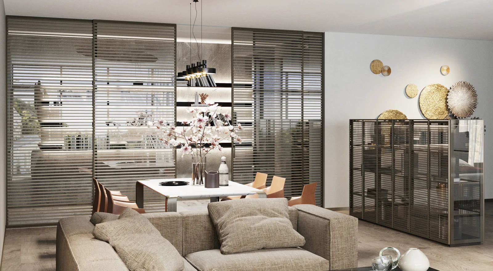 照片:现代和极简主义风格厨房与餐厅,指南,空间分区,UNION,滑动隔断,使用隔断进行空间分区 – 我们网站上的照片