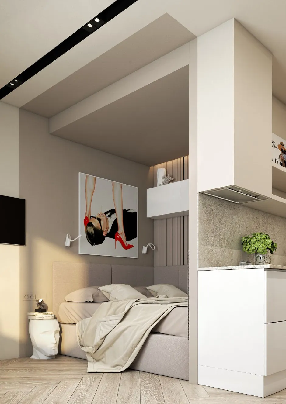 Photo: Bedroom in the Modern style, Apartment, Studio, Reconfiguration, Moscow, under 40 sq. m, Olga Katyuk – photo on our website