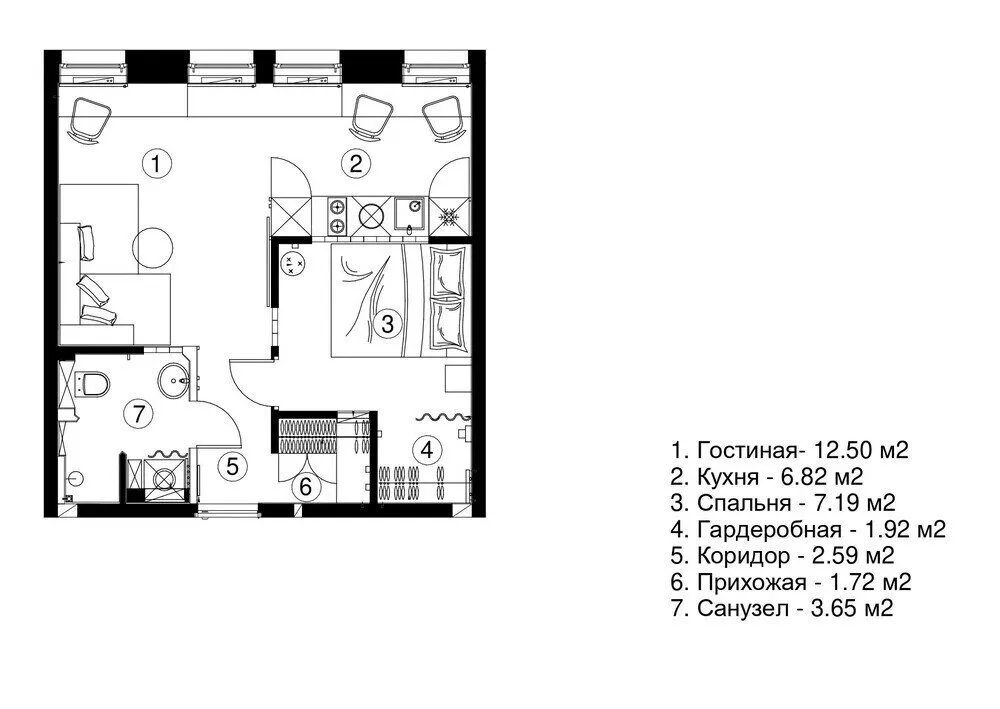 Photo: Interior Design, Apartment, Home Design Tips, 2 Rooms, Under 40 Square Meters, Stylish Interiors, Anna Malyutina, 2025 Design Trends, 2025 Interior Design Trends – photo on our website