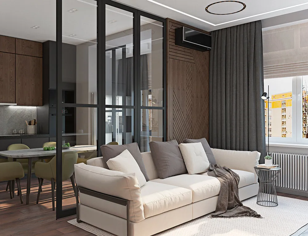 照片：现代风格客厅，公寓，工作室，搬迁，新莫斯科，40-60平方米，整体砖结构，加林娜·洛 – 网站上的照片