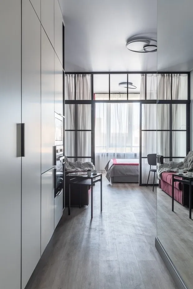 Foto: estilo minimalista, apartamento pequeño, estudio, hasta 40 metros cuadrados, viviendas compactas, ideas para estudio – fotos en nuestro sitio web