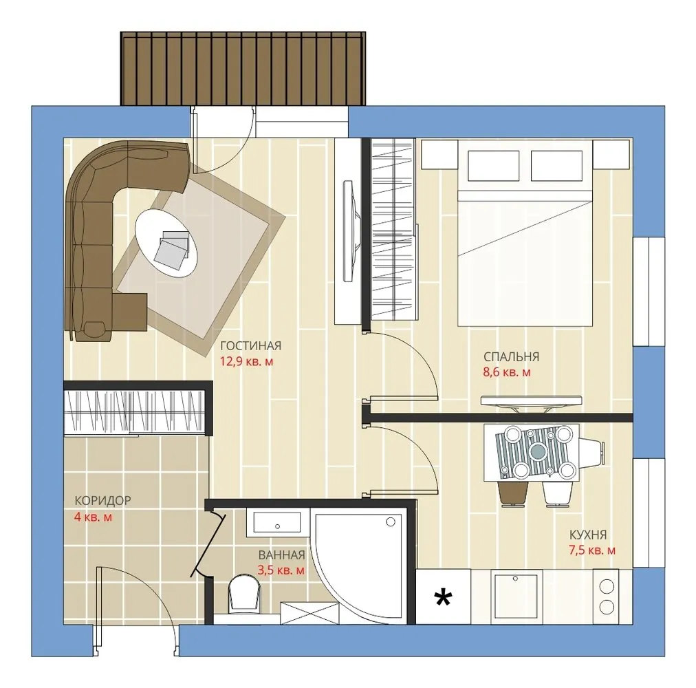 照片:风格布局,公寓,改造,安娜斯塔西娅·基谢列娃,马克西姆·朱拉耶夫,赫鲁晓夫楼,两居室,不超过40平方米,I-18-01/08 MИК – 我们网站上的照片