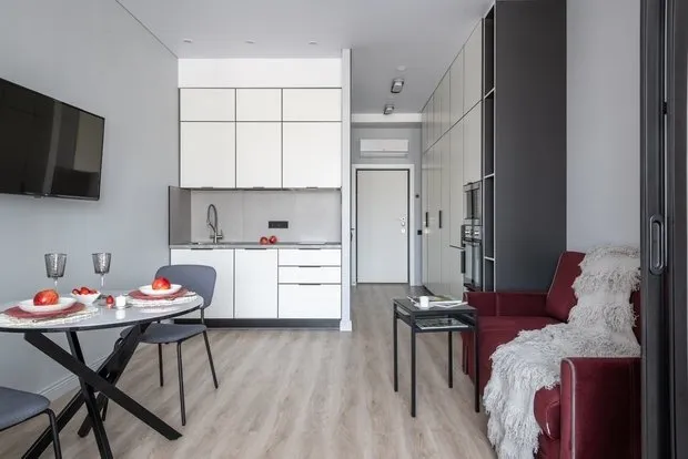 Foto: estilo minimalista, apartamento pequeño, estudio, hasta 40 metros cuadrados, viviendas compactas, ideas para estudio – fotos en nuestro sitio web