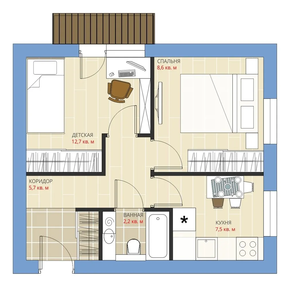 照片：风格布局，公寓，改造，安娜斯塔西娅·基谢列娃，马克西姆·朱拉耶夫，赫鲁晓夫楼，两居室，不超过40平方米，I-18-01/08 MИК – 我们网站上的照片