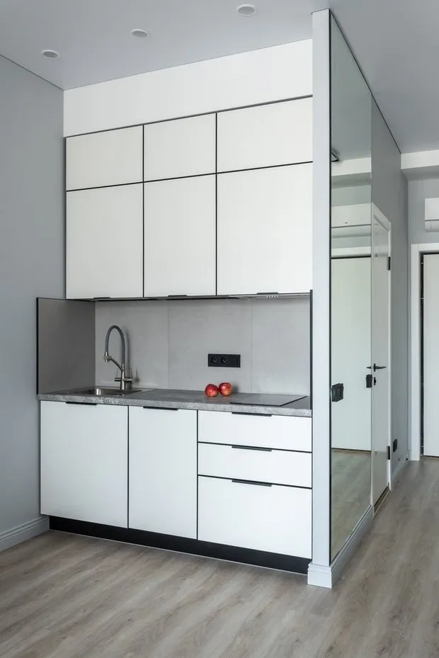 Foto: estilo minimalista, apartamento pequeño, estudio, hasta 40 metros cuadrados, viviendas compactas, ideas para estudio – fotos en nuestro sitio web