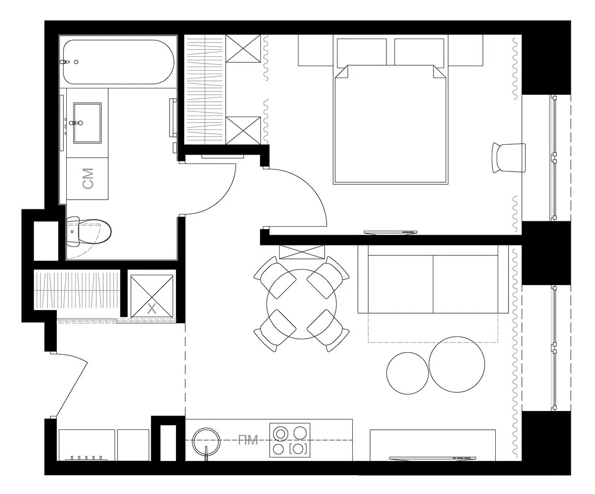 Foto: estilo moderno, apartamento, Proyecto de la Semana, Moscú, 2 habitaciones, hasta 40 metros, 40-60 metros, Lyubov Morozova – fotos en nuestro sitio web