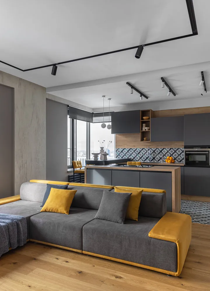 Foto: Cocina y comedor en estilo moderno, Apartamento, Minimalismo, Proyecto de la semana, Moscú, 2 habitaciones, 60-90 metros, Ekaterina Zhukova – foto en nuestro sitio web