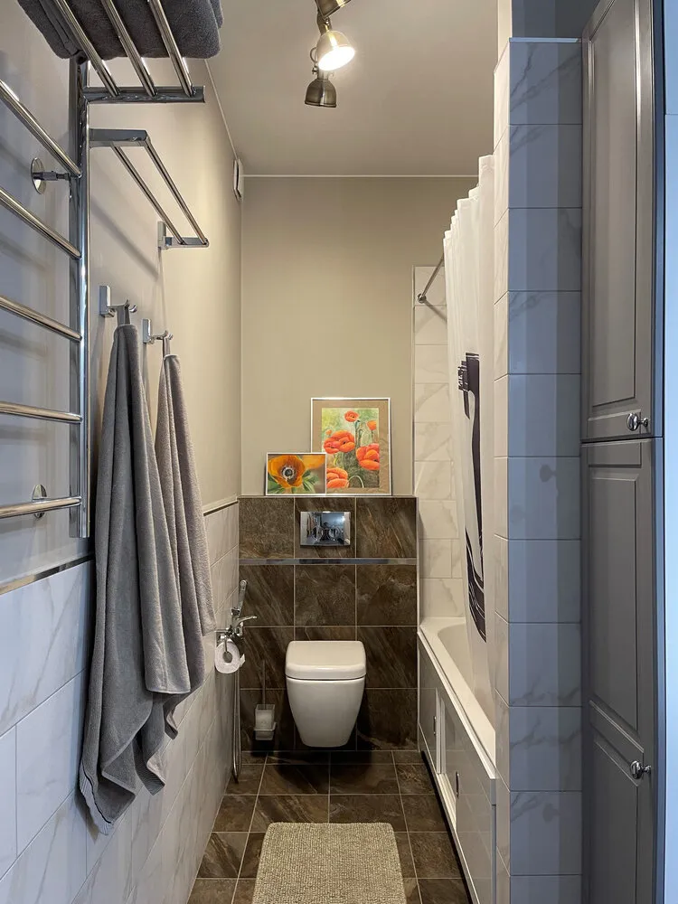 Фотографія: Ванна в стилі Современный, Квартира, Проект дня, Московская область, Монолитный дом, 3 комнаты, 60-90 метров, Жуковский, Мария Чикунова – фото на нашем сайте